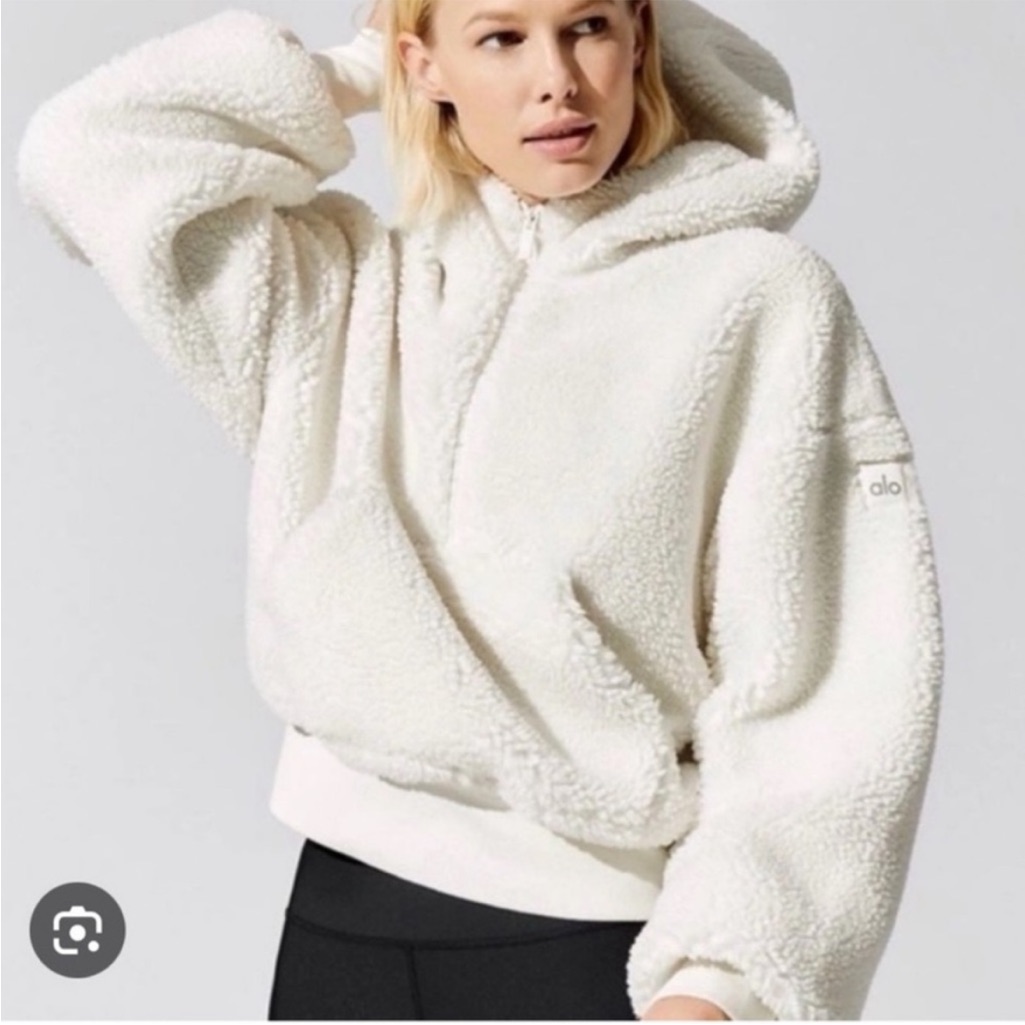 Alo Yoga Women’s Streetside Sherpa Half Zip White Jacket Small